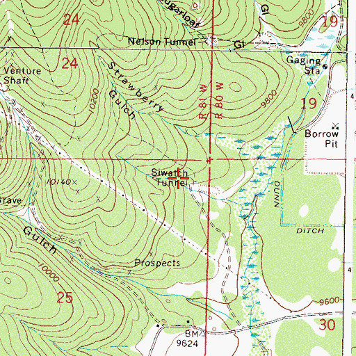 Topographic Map of Siwatch Tunnel, CO