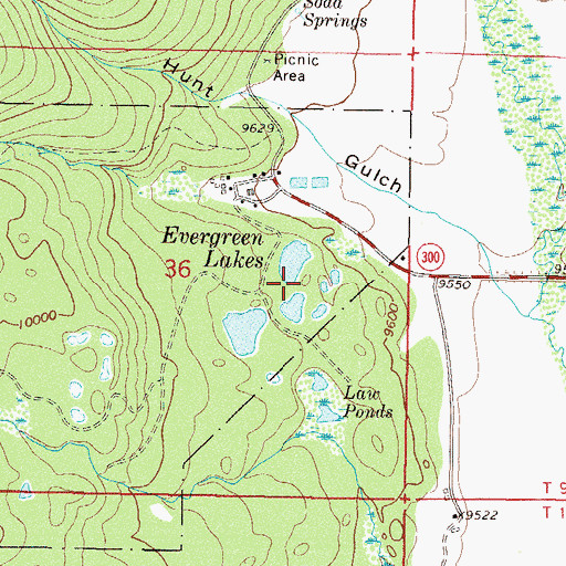 Topographic Map of Evergreen Lakes, CO