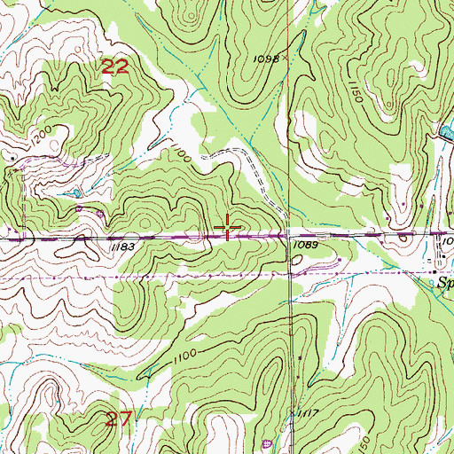 Topographic Map of Hilltop Baptist Church, OK