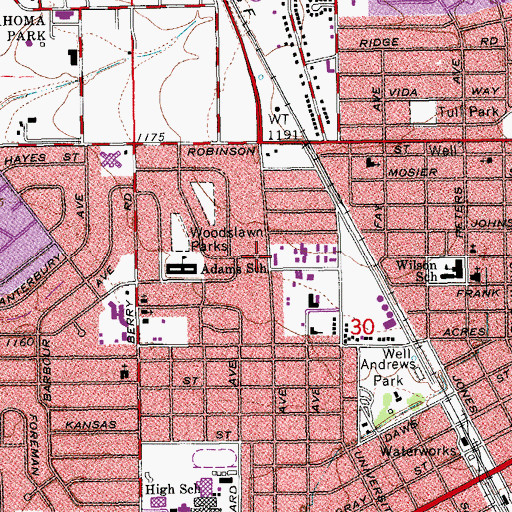 Topographic Map of New Beginnings Fellowship Church, OK
