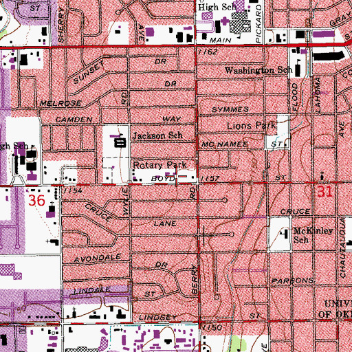 Topographic Map of New Life Bible Church, OK