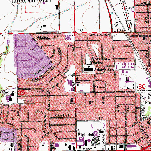Topographic Map of Norman Wesleyan Church, OK