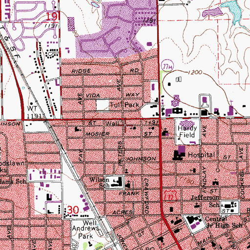 Topographic Map of Northside Church of God, OK
