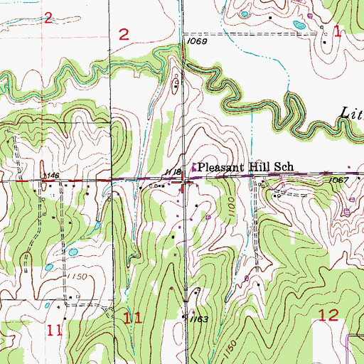 Topographic Map of Pleasant Hill Freewill Baptist Church, OK