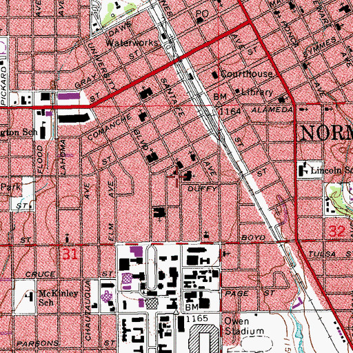 Topographic Map of Saint Johns Episcopal Church, OK