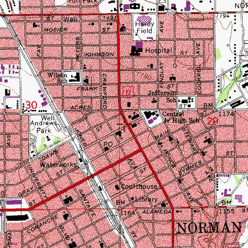 Topographic Map of Saint Josephs Catholic Church, OK