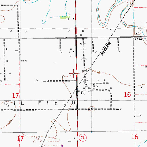 Topographic Map of Temple Baptist Church, OK