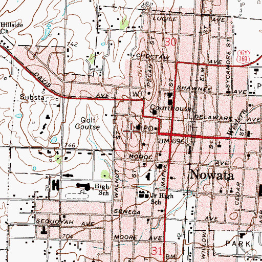Topographic Map of Central Church of Christ, OK