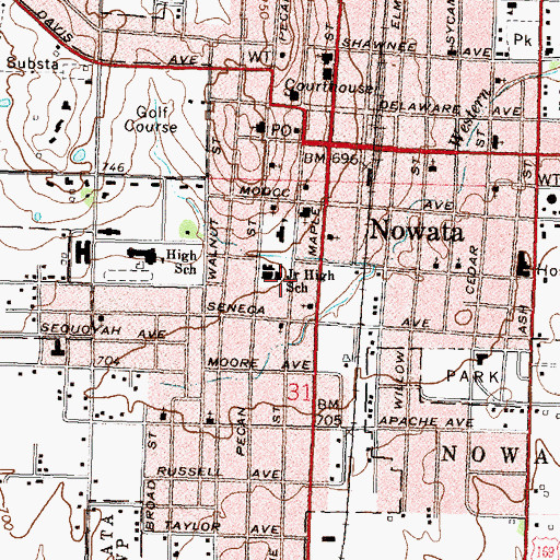 Topographic Map of First Church of God, OK