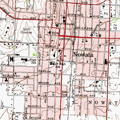 Topographic Map of Kingdom Hall of Jehovahs Witness, OK
