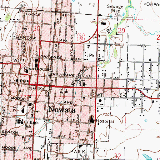 Topographic Map of New Life Assembly of God, OK