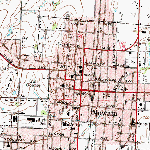 Topographic Map of Presbyterian Church, OK