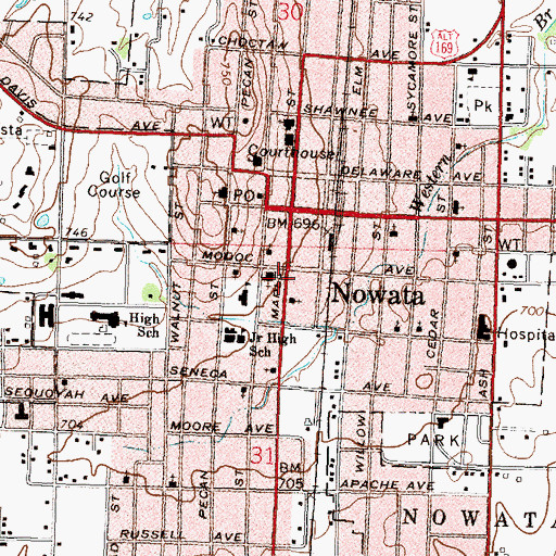 Topographic Map of Saint Catherines Catholic Church, OK