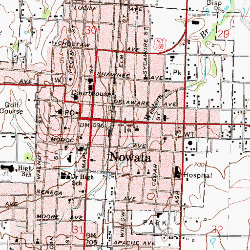 Topographic Map of Trinity Full Gospel Church, OK