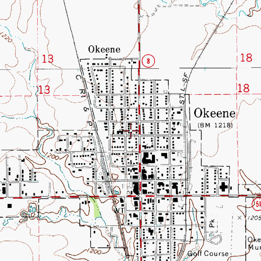 Topographic Map of First Baptist Church, OK