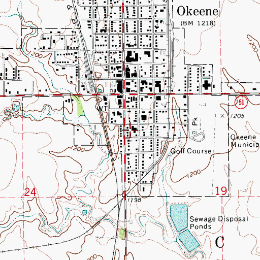 Topographic Map of First Christian Church, OK