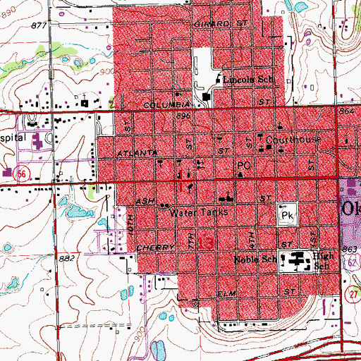 Topographic Map of Church of Christ, OK