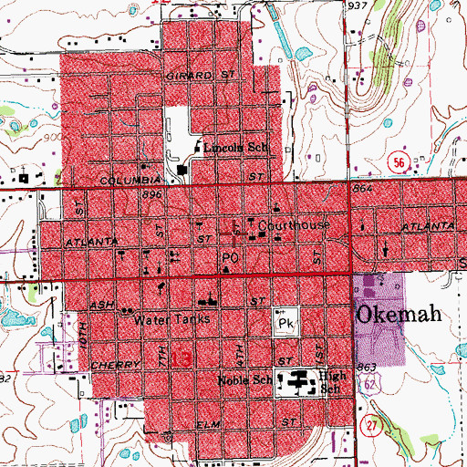 Topographic Map of First Christian Church, OK