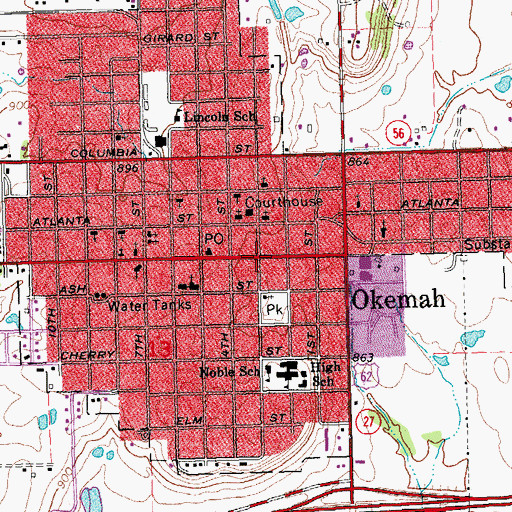 Topographic Map of Saint Pauls United Methodist Church, OK