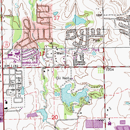 Topographic Map of Northeast Baptist Church, OK
