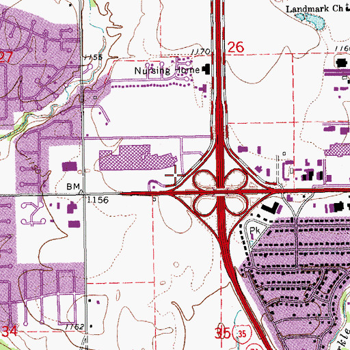 Topographic Map of Assembly of Praise Church, OK