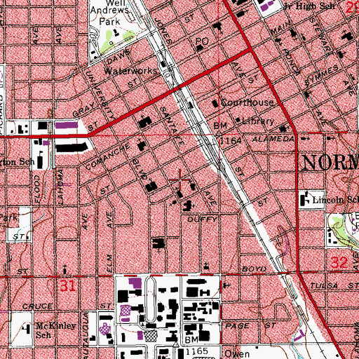 Topographic Map of Christian Science Church, OK
