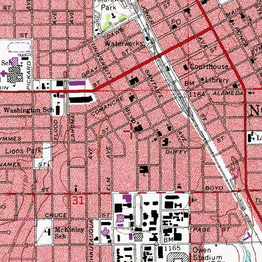 Topographic Map of McFarlin Methodist Church, OK