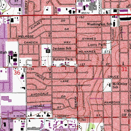 Topographic Map of Uniterian-Universalist Fellowship Church, OK