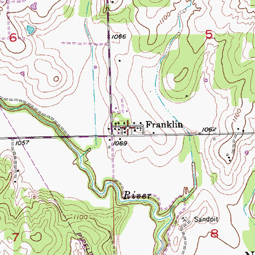 Topographic Map of Franklin Baptist Church, OK