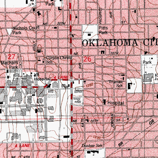Topographic Map of Allen Chapel African Methodist Episcopal Church, OK