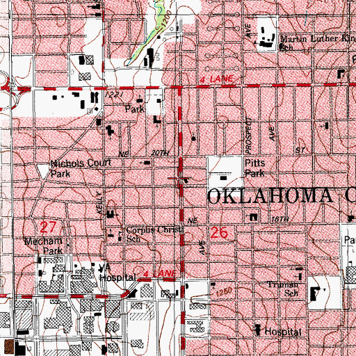 Topographic Map of Amost Memorial CME Church, OK