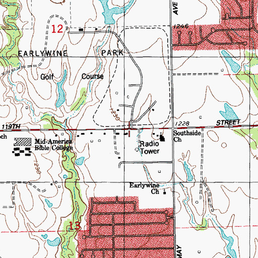 Topographic Map of Antioch Christian Church, OK