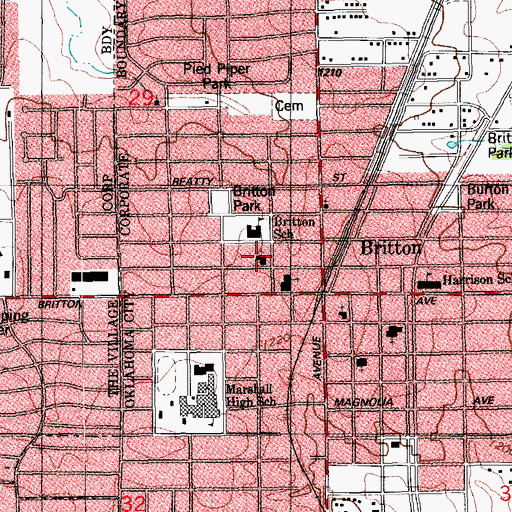 Topographic Map of Apostolic Faith Church, OK