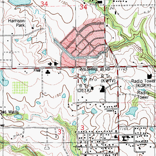 Topographic Map of Assemblies of God District Office, OK