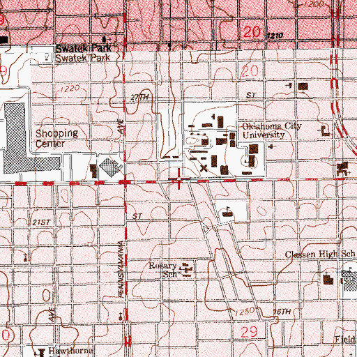 Topographic Map of Baptist Student Union Church, OK