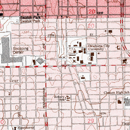Topographic Map of Baptist Student Union Church, OK