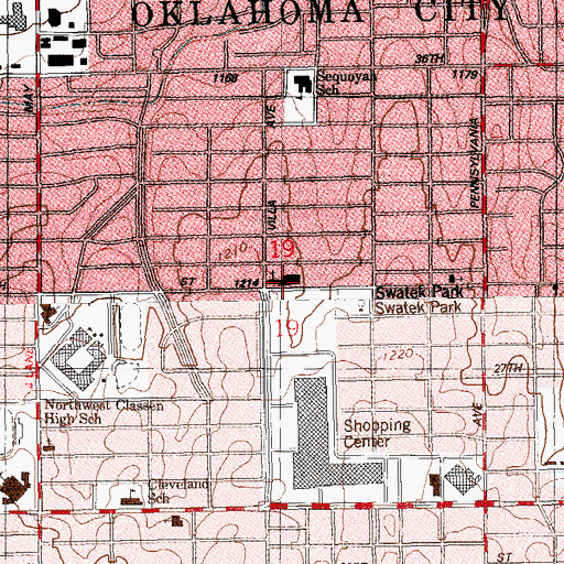 Topographic Map of Baptist Temple Church, OK