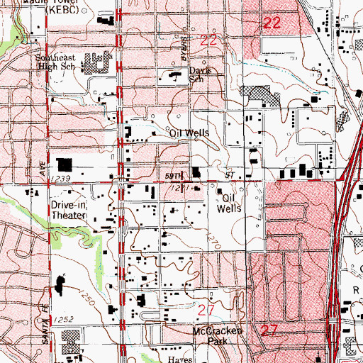 Topographic Map of Beverly Hills Baptist Church, OK