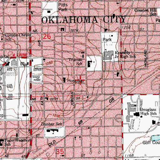 Topographic Map of Bread of Life Baptist Church, OK
