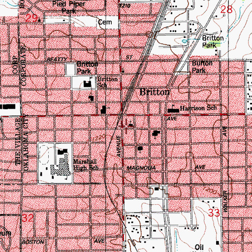 Topographic Map of Britton United Methodist Day Church, OK