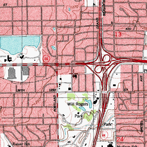 Topographic Map of Broadview Heights Church, OK