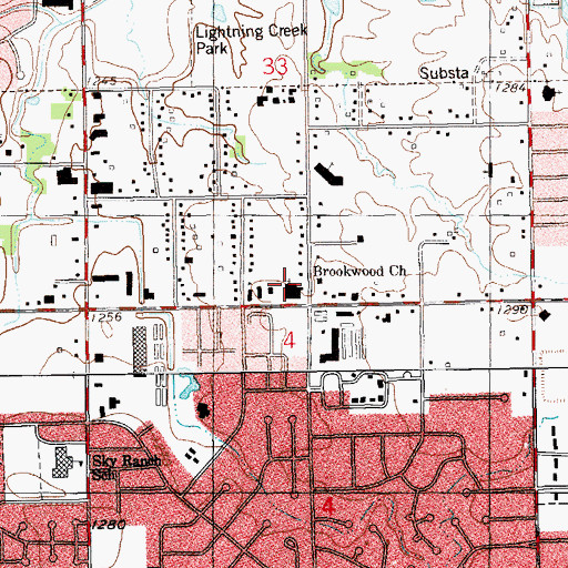 Topographic Map of Brookwood Baptist Church, OK