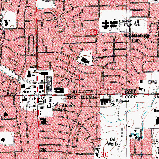 Topographic Map of Calvary Bible Church, OK