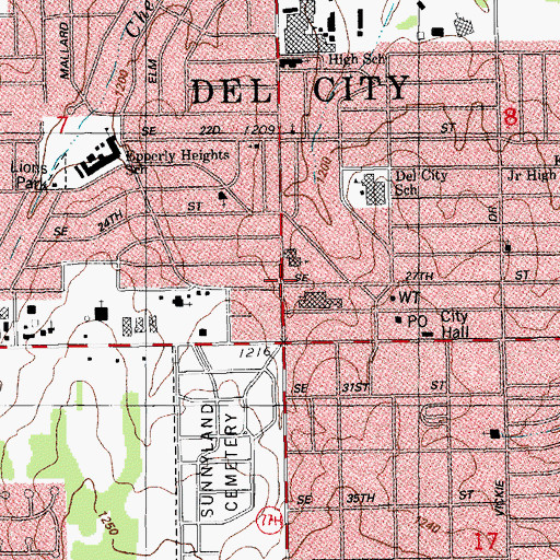 Topographic Map of Calvary Tabernacle United Church, OK