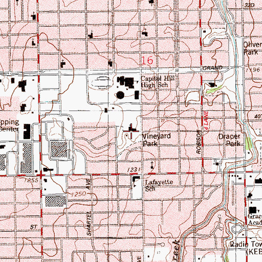 Topographic Map of Capitol Hill Christian Church, OK