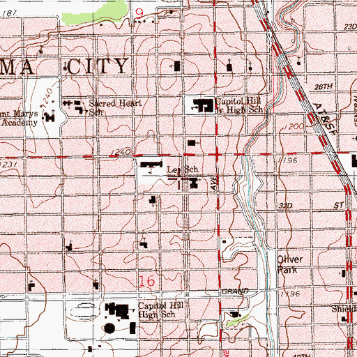 Topographic Map of Capitol Hill Church of God, OK