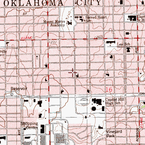 Topographic Map of Capitol Hill Church-Nazarene, OK
