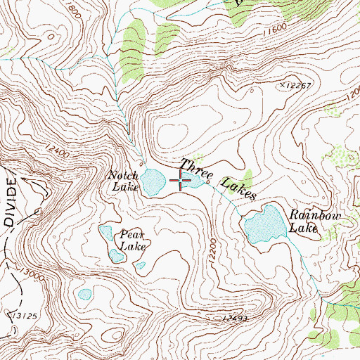 Topographic Map of Three Lakes, CO