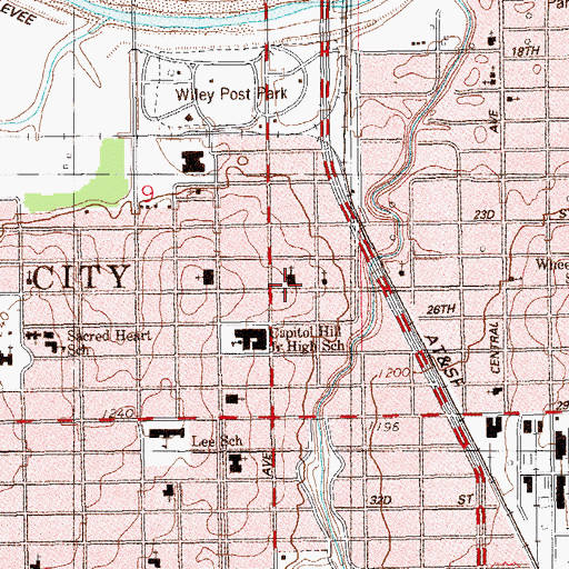 Topographic Map of Capitol Hill United Methodist Church, OK