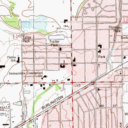Topographic Map of Carey Heights Baptist Church, OK